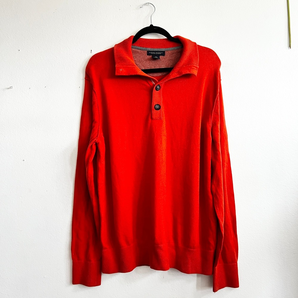 Banana Republic Sweater Mens Orange‎ Crewneck Cotton Cashmere Pullover Classic